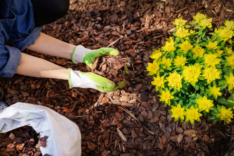 Mulch being spread in spring